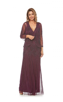 Jesse Harper collection, Style Code JH0269, Long beaded dress and jacket.