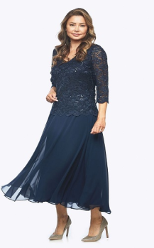 Jesse Harper collection, Style Code JH0459, embroidered sequin lace/chiffon layered dress