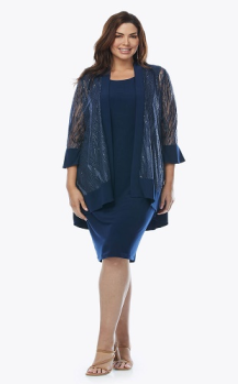 Layla Jones collection, Style Code LJ0415, Stretch jersey dress with sequin mesh jacket