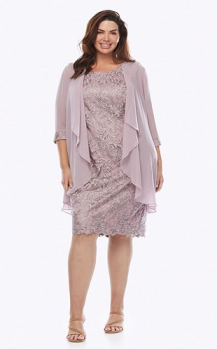 Layla Jones collection, Style Code LJ0439, Embroidered sequin lace short dress with chiffon jacket
