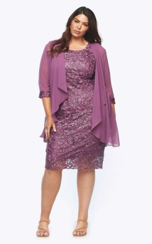 Layla Jones collection, Style Code LJ0460, embroidered sequin lace dress with chiffon jacket