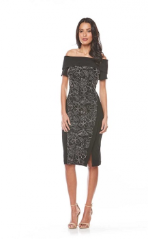 Zaliea collection, Style Code Z0084, Short stretch jersey dress with embroidered front.On Sale