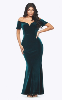 Zaliea collection, Style Code Z0266, stretch velvet long dress
